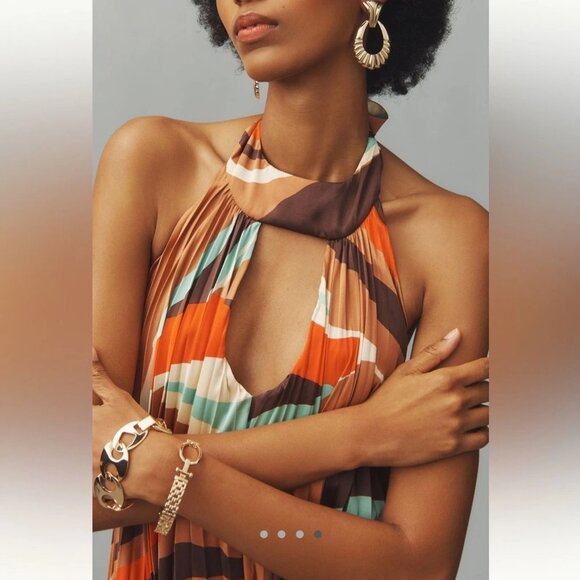 NEW ANTHROPOLOGIE Hutch Halter Pleated Swing Mini Dress Size M - Picture 4 of 8